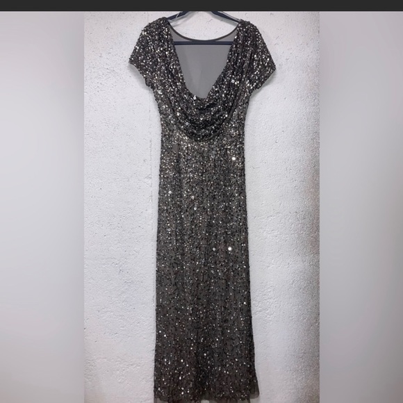 Adrianna  Papell Gown grey size 8 Great wedding, prom or night out! - Picture 3 of 7